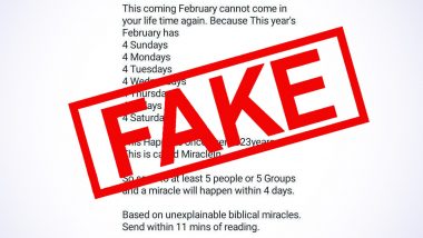 February 2022 Has 4 Saturdays, Sundays, Mondays, Tuesdays, Wednesdays, Thursdays, Fridays And Comes Once in 823 Years? Here's a Fact Check of The Viral Whatsapp Message